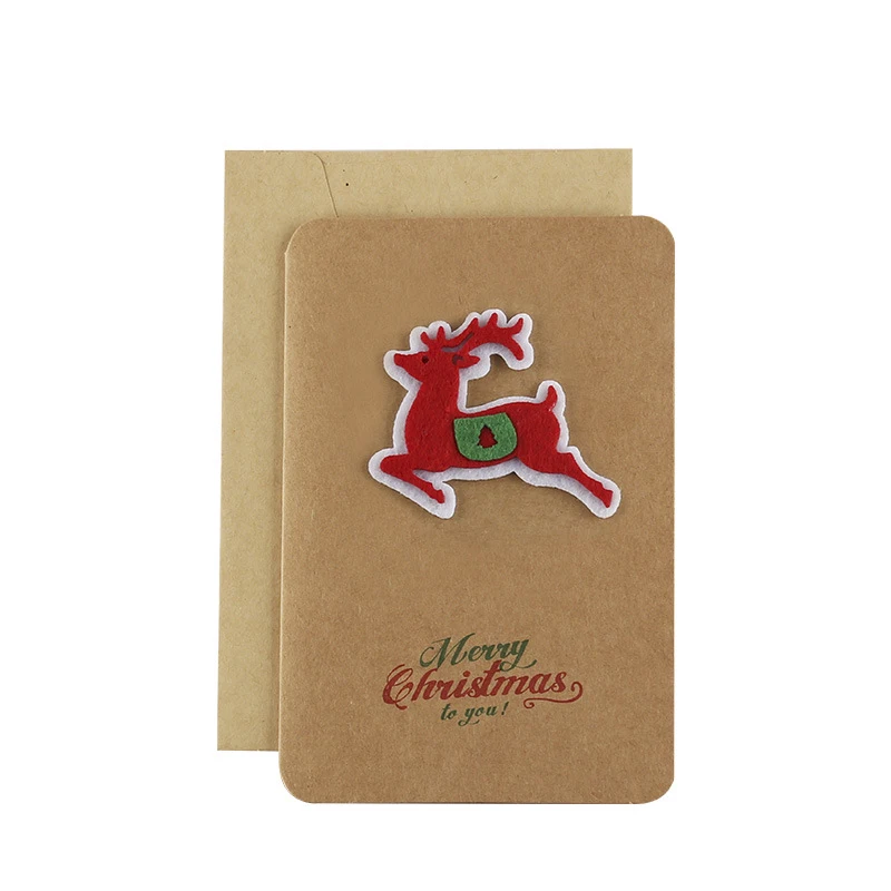 

Vintage Kraft Paper Christmas Card Handmade Three-dimensional Blessing Thanksgiving Christmas Blessing Gift Card with Envelope