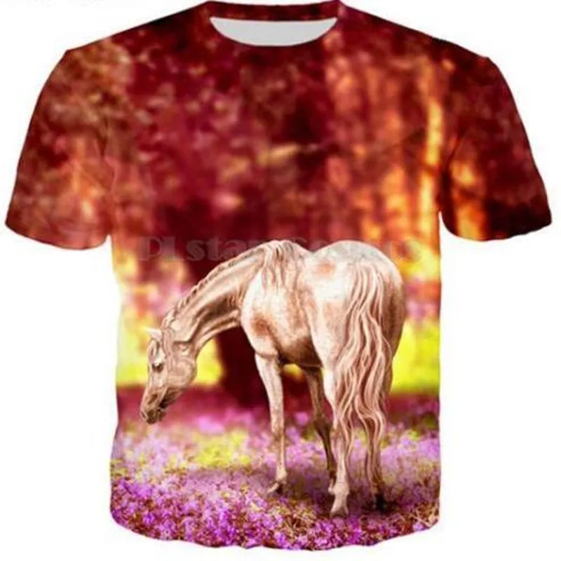 Sondirane New Fashion 3D Print Animal Horse T Shirts Women/Men Short Sleeve Tshirt Summer Funny Tee Shirt Breathable Tops 7XL | Мужская