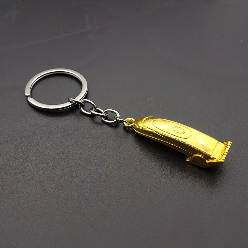 Ключница парикмахерской 2021 года с ножницами, машинкой, феном и бритвой в виде подвески на брелоке "украшение-подарок".