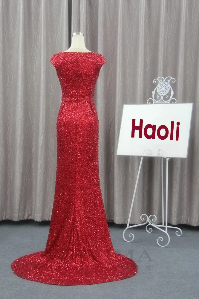 

robe de soiree 2018 new fashion cheap long vestido de festa red paillette party evening elegant Mother of the Bride Dresses