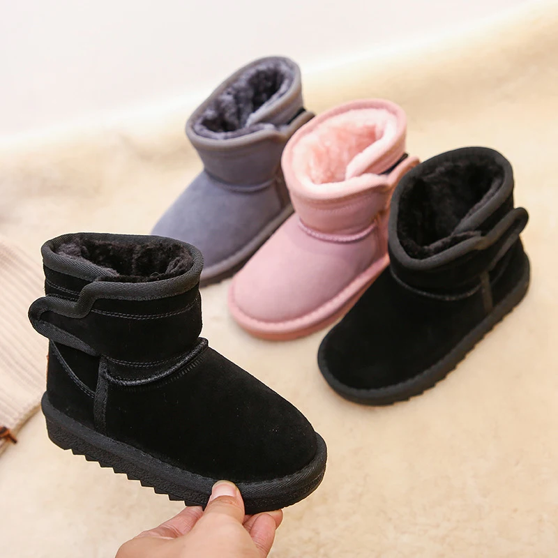 2019 г. Новые зимние сапоги из натуральной кожи для детей сгущение снежных сапог