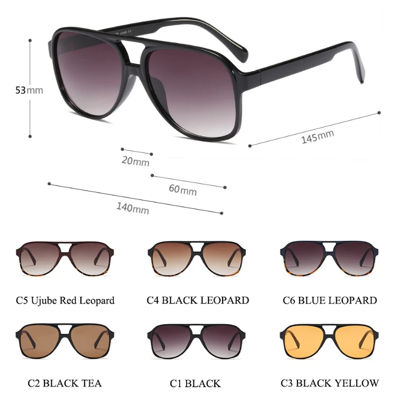 

SIMPRECT 2021 Retro Oversized Sunglasses Women Fashion Gradient UV400 Big Sun Glasses Vintage Brand Designer Lentes De Sol Mujer