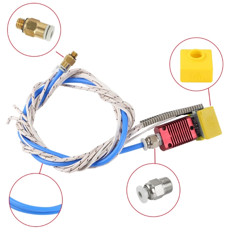 

3D Printer Parts MK9 Extruder Nozzle PTFE Tube Silicone Cover for Ender-3 CR-10 K92F