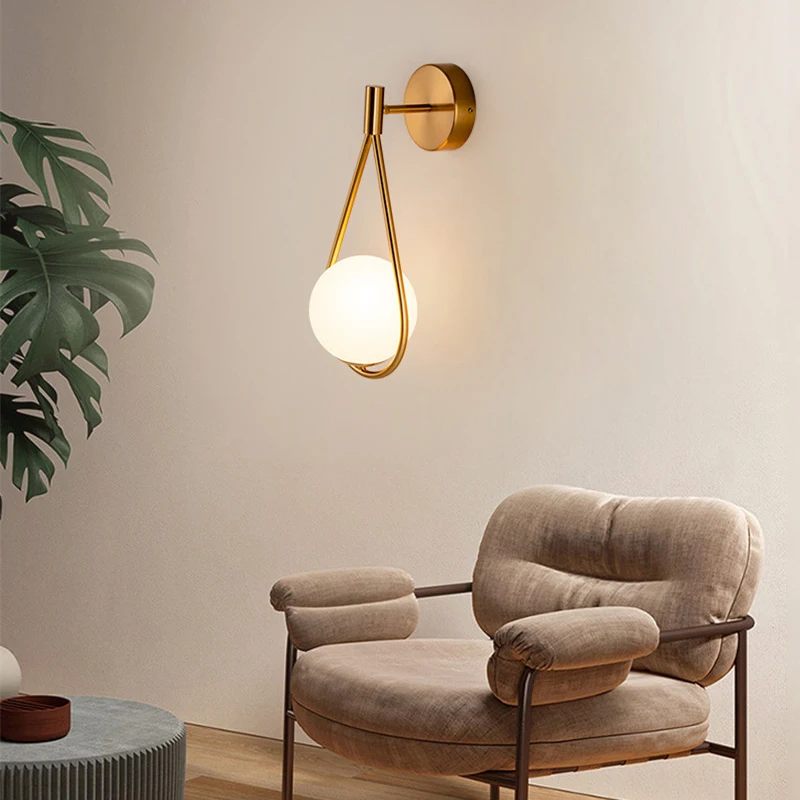 Скандинавский черный Золотой светодиодный настенный светильник стеклянный