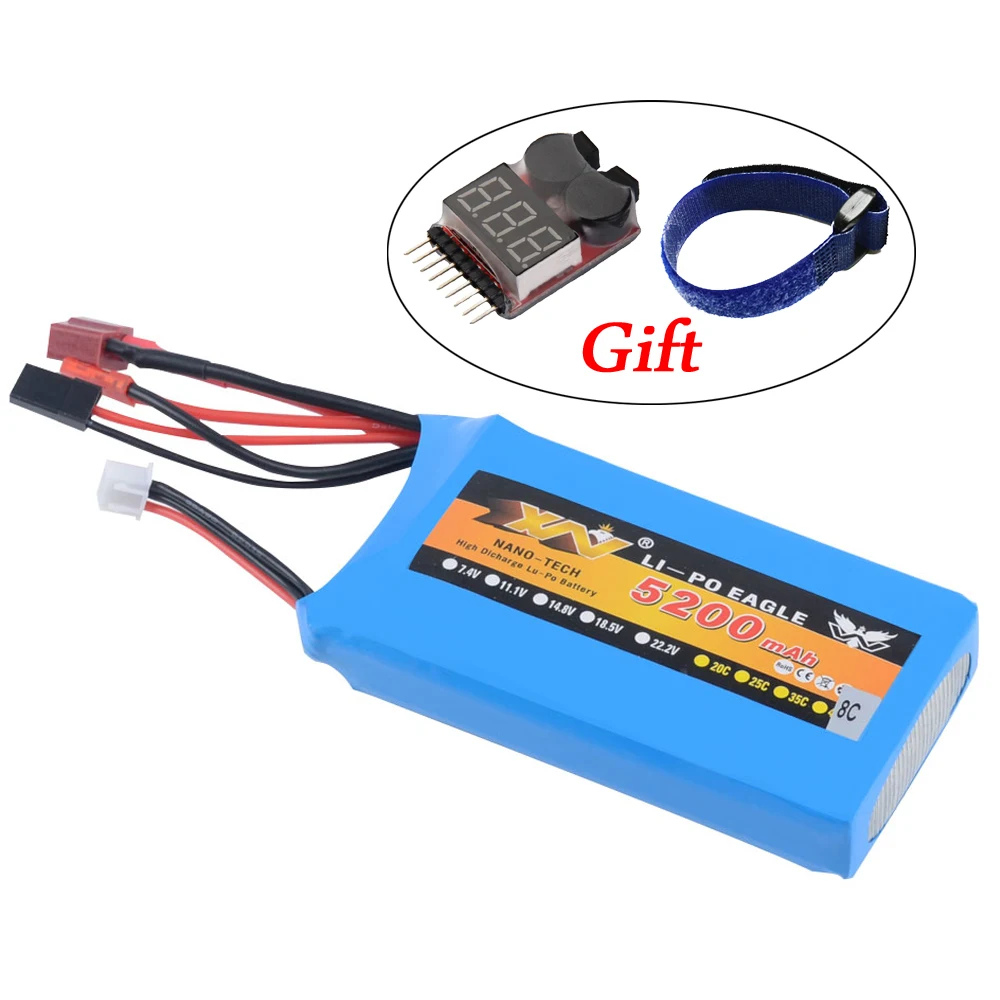 RC аккумулятор 7.4v 5200mAh 8C 2S для 1/5 LOSI 5IVE T запчасти автомобилей/Rc автомобилей (99 мм * 54