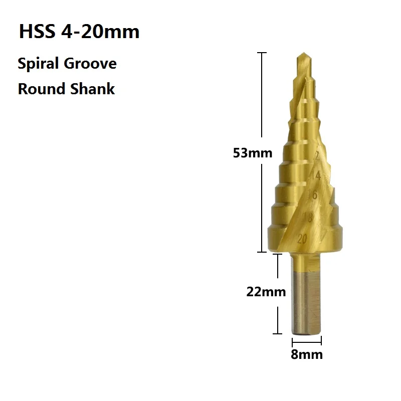 XCAN 1 шт. 4-20 мм HSS с титановым покрытием Ступенчатое сверло электроинструмент для металла, дерева, Дырокол