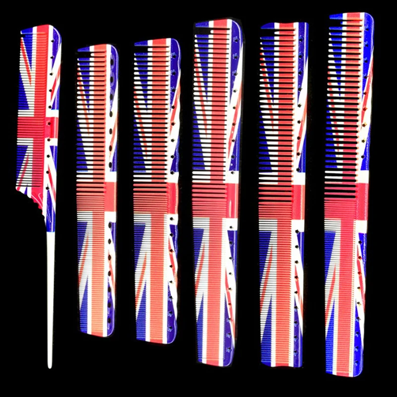

Professional Combs Hairdressing Comb Flag Print Design Carbon Anti Static Comb Hair Cutting Comb
