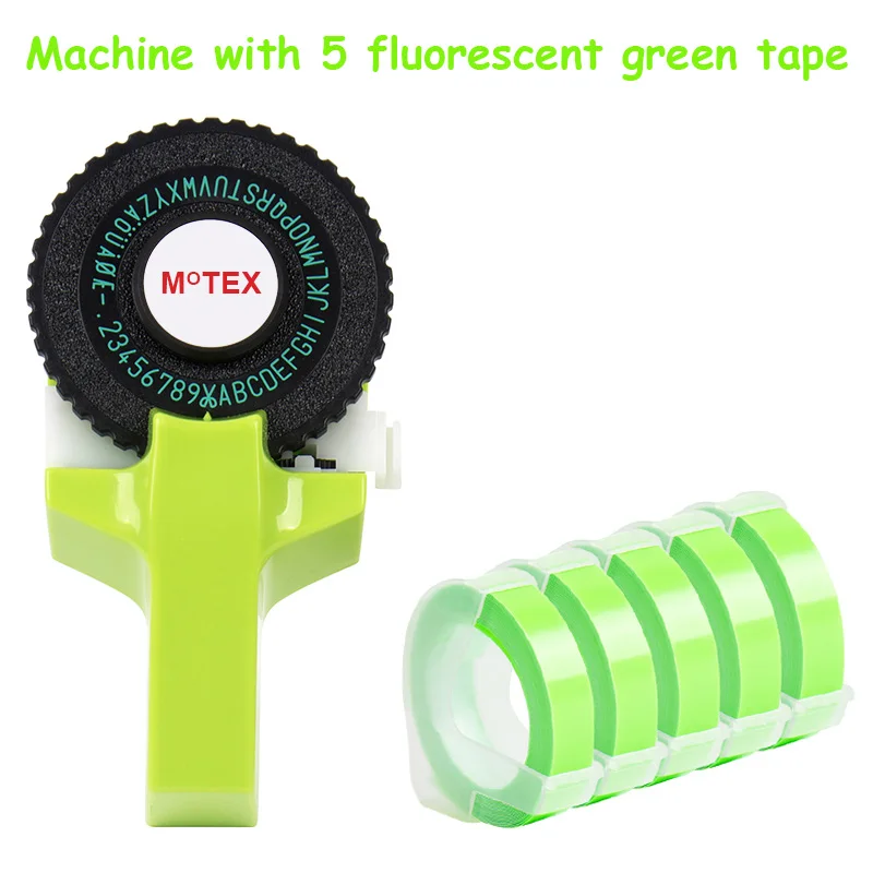 Зеленый цвет MoTex E101 принтер мини DIY Ручная Совместимость для dymo 3D тиснение ручная лента ручная машинка надпись машина - Цвет: machine with 5 tape