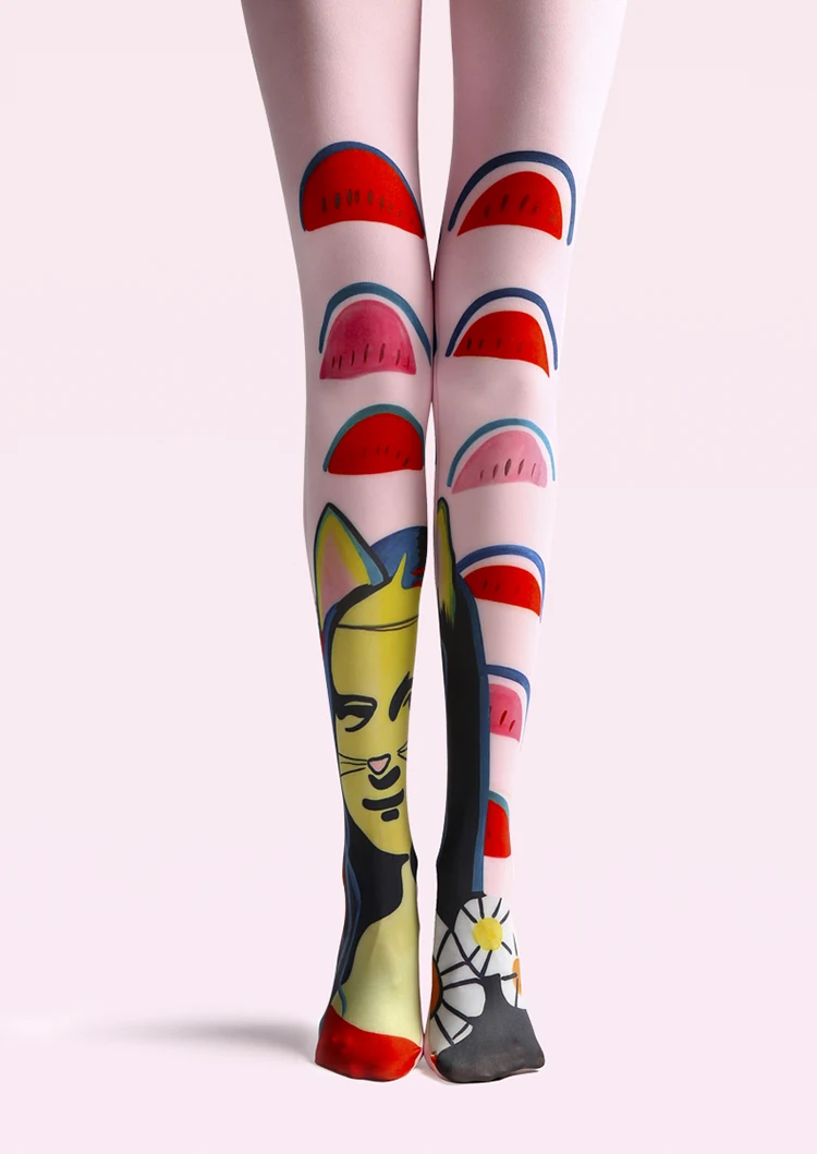 VP уникальные чулки Колготки с рисунком арбуза Мона Лиза высококачественные