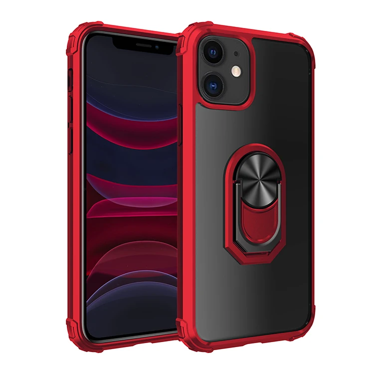 Для iPhone 11 Pro Max чехол PC+ кольцо из ТПУ магнетизм держатель четыре угла анти-падение прозрачный защитный чехол s для iPhone 11 Мода Coqu - Цвет: Red
