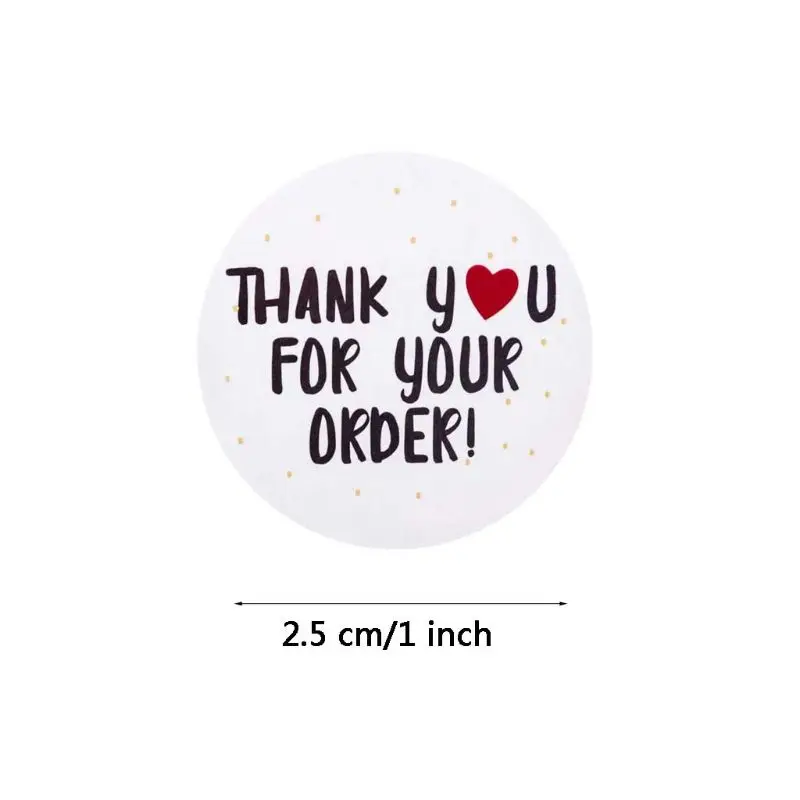 

500pcs/roll Round Thank You for Your Order Heart Sticker Handmade Seal Labels Scrapbooking Decoration