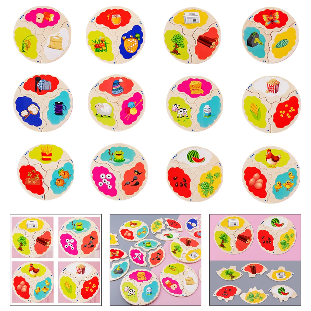 

Set of 12 Watermelon Growth Process Wooden Jigsaw Puzzle Kid's Toy