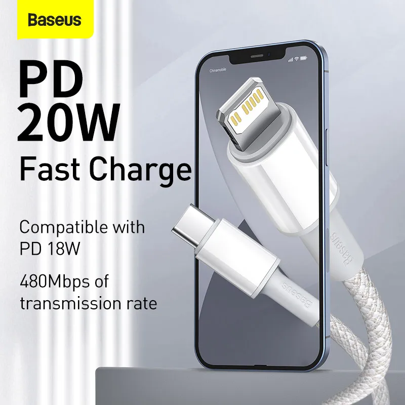 Кабель Baseus PD 20 Вт USB C для iPhone 11 12 Pro Max XR 8 кабель быстрой зарядки зарядный MacBook iPad Type |