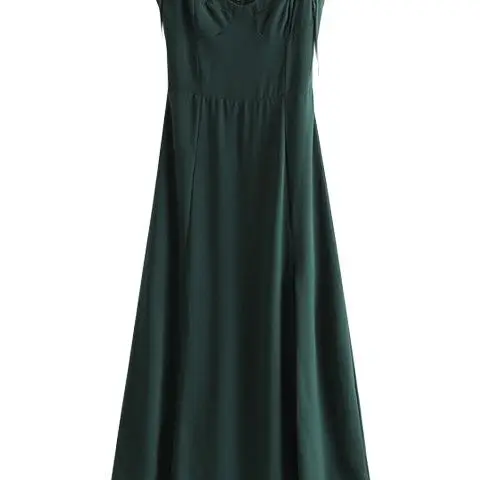 

Retro Girl's Temperament Holiday Dress with Thin Waist and Lace up Split Suspender Vestidos de mujer Party dresses women evening