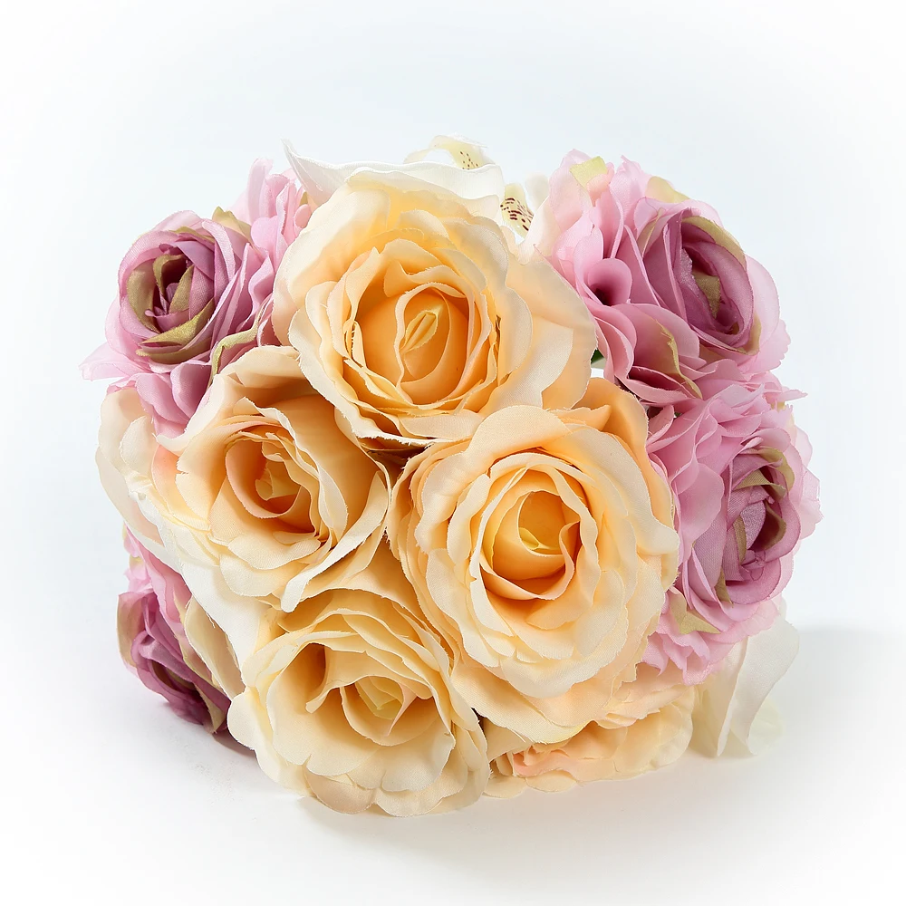 

1 букет розы, Шелковый Искусственный цветок для настройки стола, свадебное украшение для дома, цветочные композиции 10 ''x 8,5''