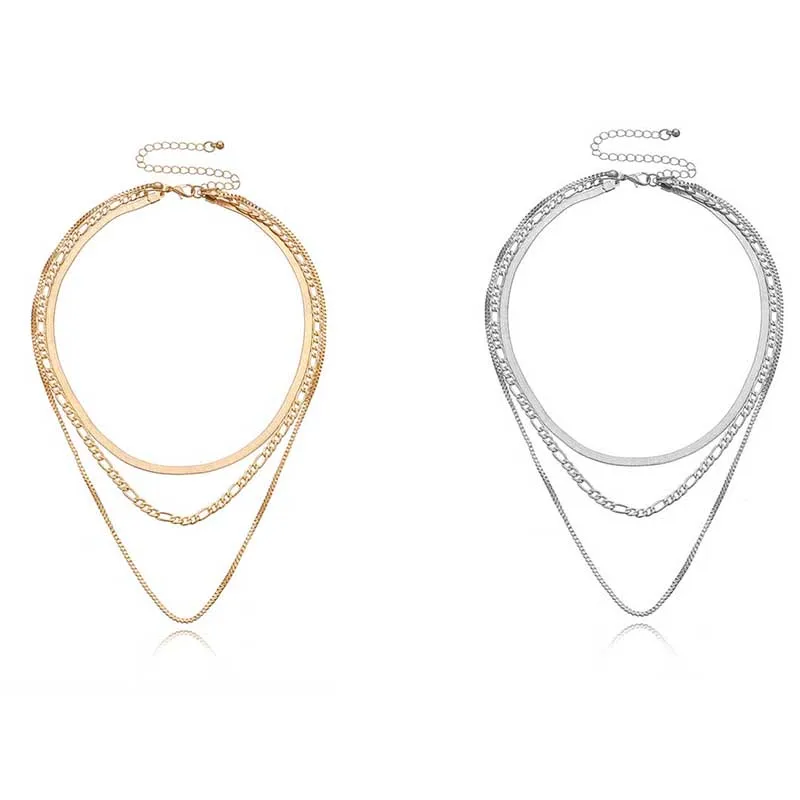 

Multilayer Metal Gold Necklace Hip-hop Punk Short Chocer Women Gifts Wedding