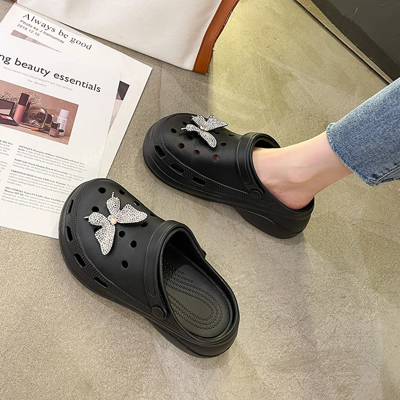 

Casual Baotou Women's Slippers Hollow Vamp Butterfly Appliques Embellished Fashion Sweet All-match Women's Slippers