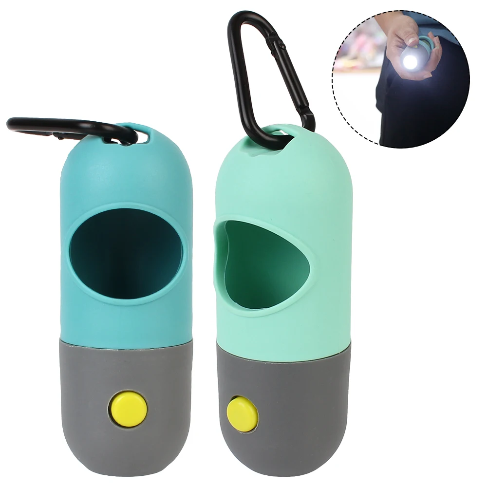 Pet Garbage Bag Dispenser Dog Poop Bag Dispenser Capsule Shape With LED Light Outdoor Dog Toilet Picker Portable