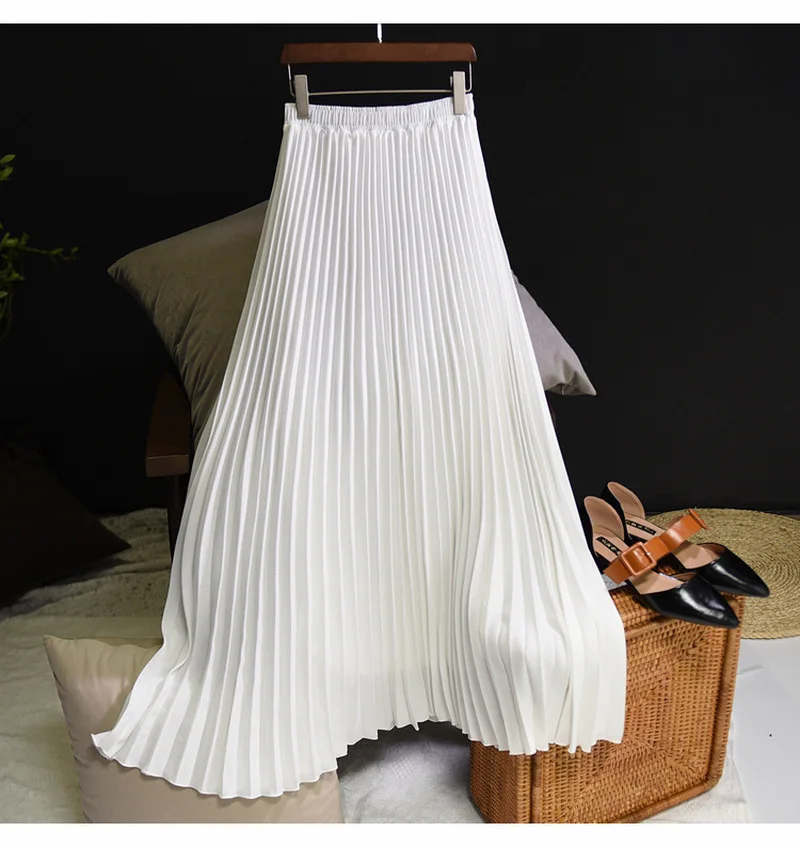 

Autumn Winter Clothes Empire Pleated Skirt Women Solid Color Wrinkle Ankle-length Long Skirts Women Muslim Islamic Clothing