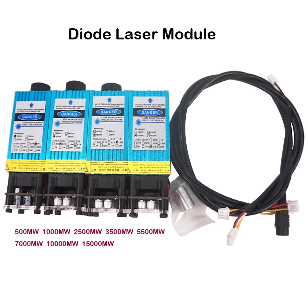 Diode Laser Module TTL PMW Mix Control 405NM 450NM Blue Purple Head for Desktop Wood Engraving Machine | Инструменты