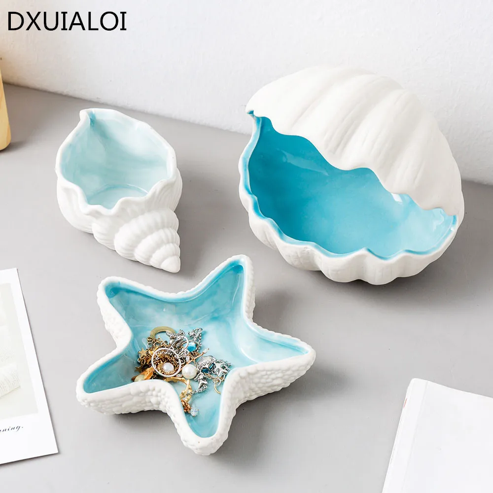

Modern minimalist home decoration creative shell ceramic storage box desk living room bedroom storage decoration ornaments