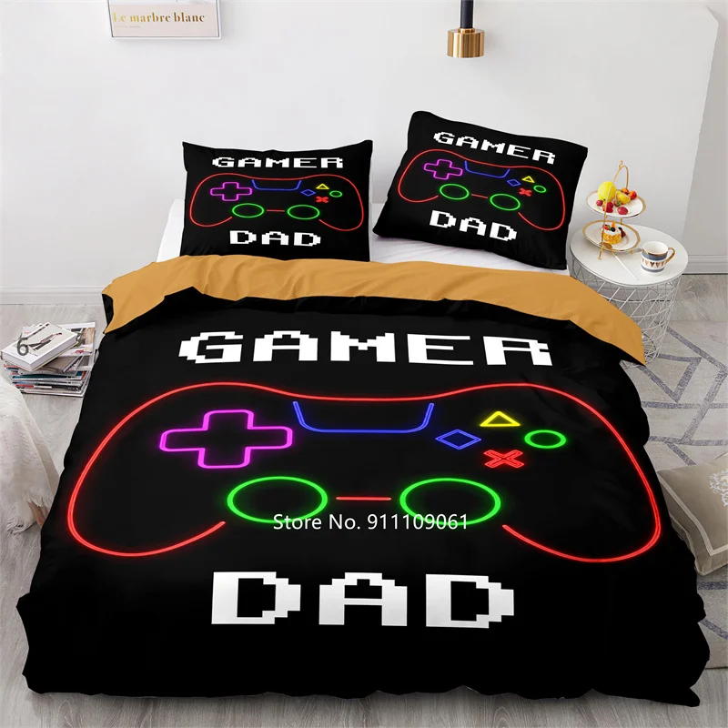 

Luxury Black 3D Bedding Set 3D-printed Game Controller Down Jacket Cover Pillowcase 2-3 Pieces of Adult Player Home Textiles