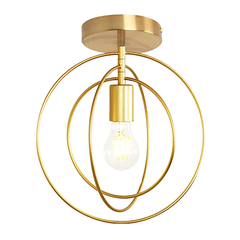 

Creative Pentagram Iron Industrial Wind Ceiling Light Retro Circle E27 Black/Champagne Gold Lamp For Restaurant Bar Coffee Shop