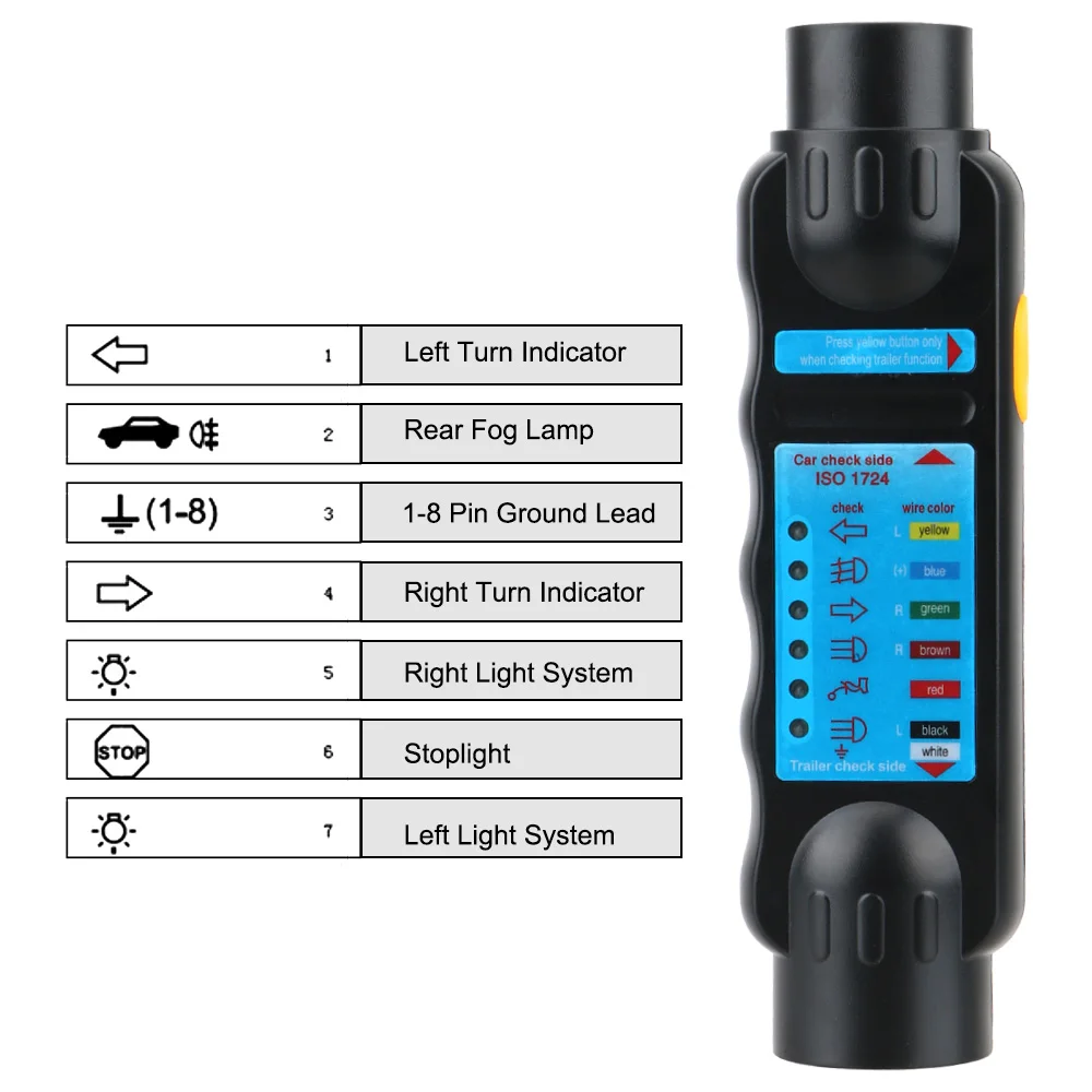 LEEPEE 7 Pin 12V Car Towing Light Tester Trailer Caravan Tow Bar Wiring Plug Socket Diagnostic Tools |