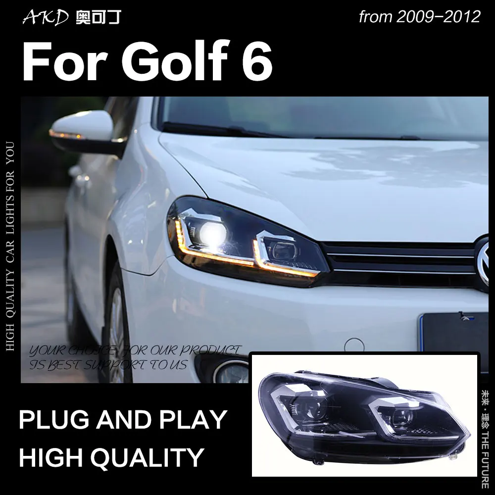 АКД Автомобиль Стайлинг фара для VW Golf 6 фары 2009-2012 Гольф 6 светодиодный фары Дневные ходовые огни лампы Hid Биксеноновые авто аксессуары