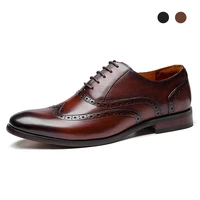 oxford brogue mens black wedding dress shoes designer luxury handmade men shoes for men original genuine leather