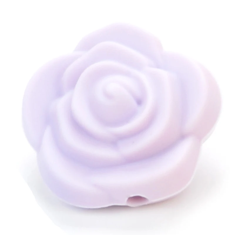 lavender fog LOFCA, 50 шт в наборе, двойной уход за кожей лица силиконовые в форме цветка бусины Роза прорезывания зубов очаровательный Прорезыватель для зубов, жевательная резиновая горячая Распродажа Цепочки и ожерелья мягкая жевательная игрушка в подарок - Цвет: lavender fog