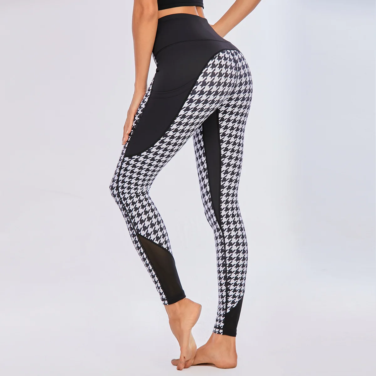 Леггинсы из лайкры с высокой талией карманами | Спорт и развлечения