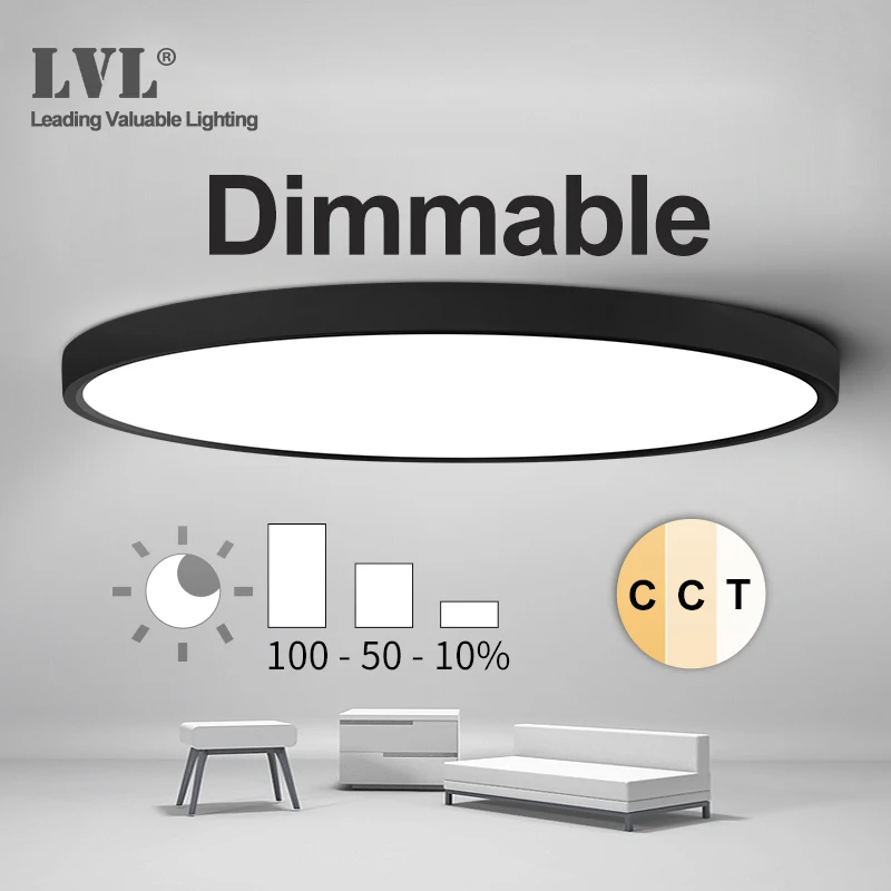 Светодиодный панель-светильник с регулируемой яркостью 36W 45W 220V Предустановленная 2800K 4000K 5000K для спальни гостиной ванной комнаты современны...