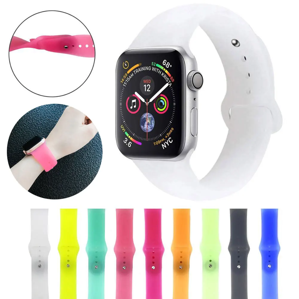 Для Apple Watch 4 3 2 1 мягкий силиконовый спортивный ремешок 38 мм 42 ремешки резиновый