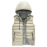 2021 winter jacket mens autumn winter cotton padded hood vest reversible wear waistcoat thick warm sleeveless zipper coat