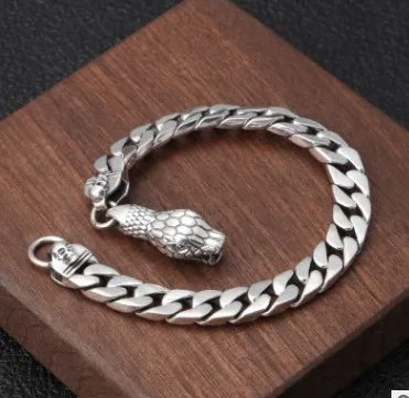 Мужской браслет из серебра 100% пробы 8 мм 20 см | Украшения и аксессуары