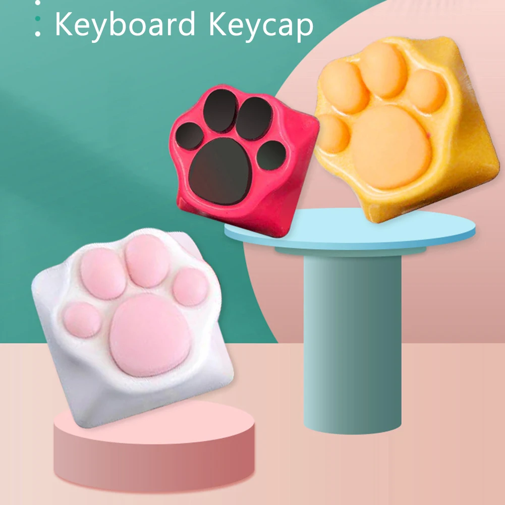 

3D Silicone Cat Paw Pad Aluminum Alloy Base Keycap Animation Metal Custom Keycaps for Mechanical Keyboards Cherry Mx Switch
