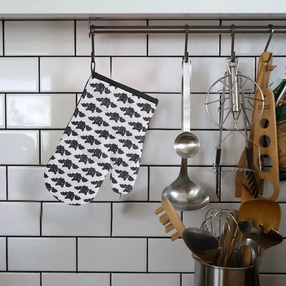 

Перчатки с узором на Хэллоуин для микроволновой печи защитные утолщенные перчатки с защитой от ожогов перчатки с защитой от нагрева U8X0