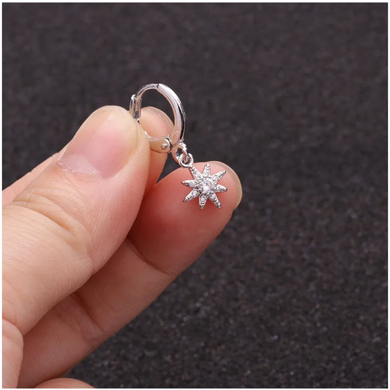 1PC Crystal Zircon Daith Cz Nose Hoop Nostril Ring Flower Helix Cartilage Tragus Earring Huggie Rook Snug Ear Piercing Jewelry | Украшения - Фото №1