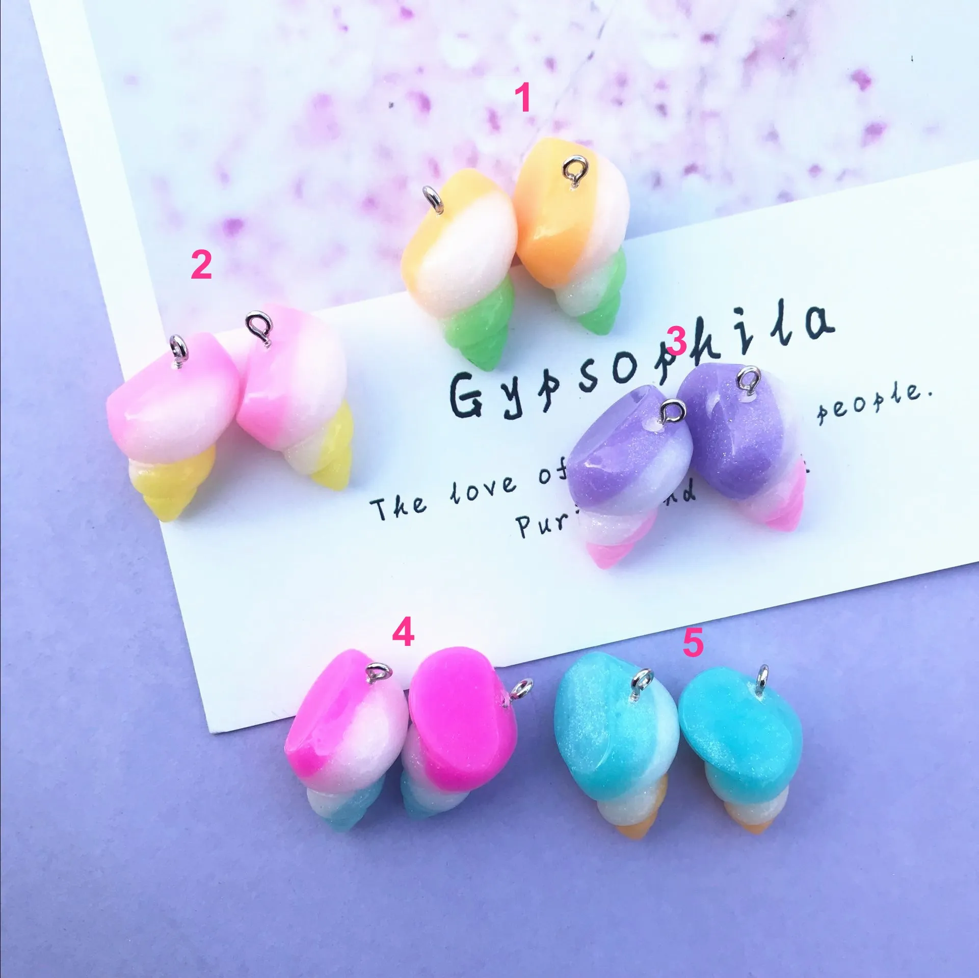 ZALEBABA 3D Подвески из полимерного радужного раковины очень милые брелоки подвески