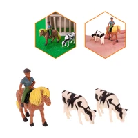 164 scale simulation mini milk cow horse riding man set animal model farm scene kids toy gift