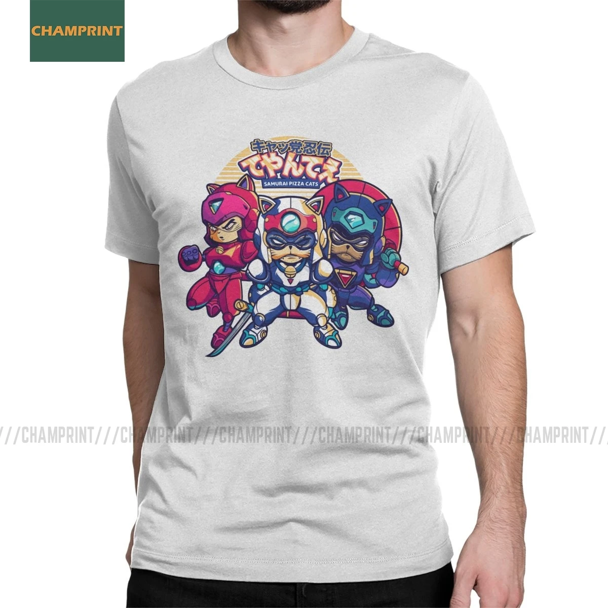 Самураи Футболка с принтом Кот для мужчин рисунками из мультфильмов в стиле 90 х