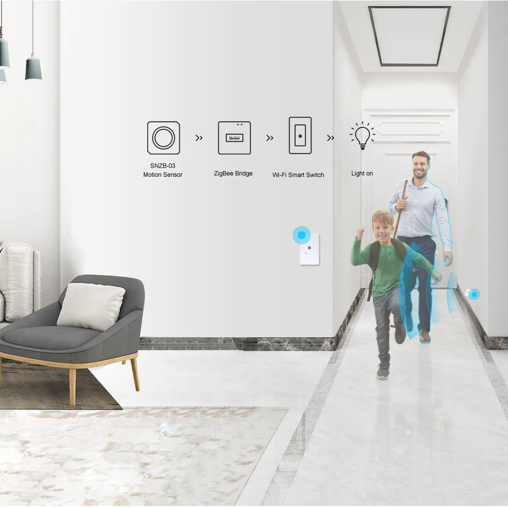 Датчик движения SONOFF SNZB-03 Zigbee умное управление через eWeLink ZBBridge требуется работа с
