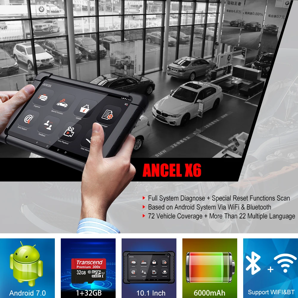 Ancel X6 OBD2 диагностический инструмент EPB DPF SAS ABS Сброс масла OBD 2 Bluetooth Автомобильный диагностический Профессиональный OBD2 автомобильный сканер ODB