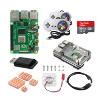 RELKA R15 Raspberry Pi 4 Model B Kit 2/4/8GB + 64G/32GB SD Card + Wired Gamepad + Case + Copper Heat Sink + Video Cable + Fan
