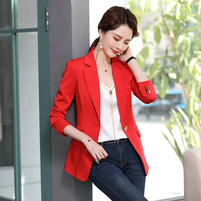 Elegant Red Long Sleeve Formal OL Styles Blazers Jackets Coat Spring Fall Uniform Designs Blazer Professional Outwear Tops