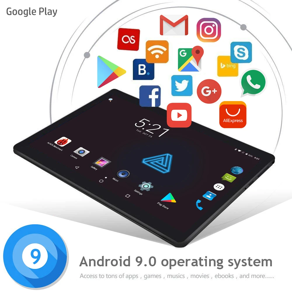 Free Shipping 10 Inch  4G Phone Tablet Android 9.0 6GB RAM 128GB ROM Dual SIM Bluetooth GPS 4G Tablet PC  Kids Tablet