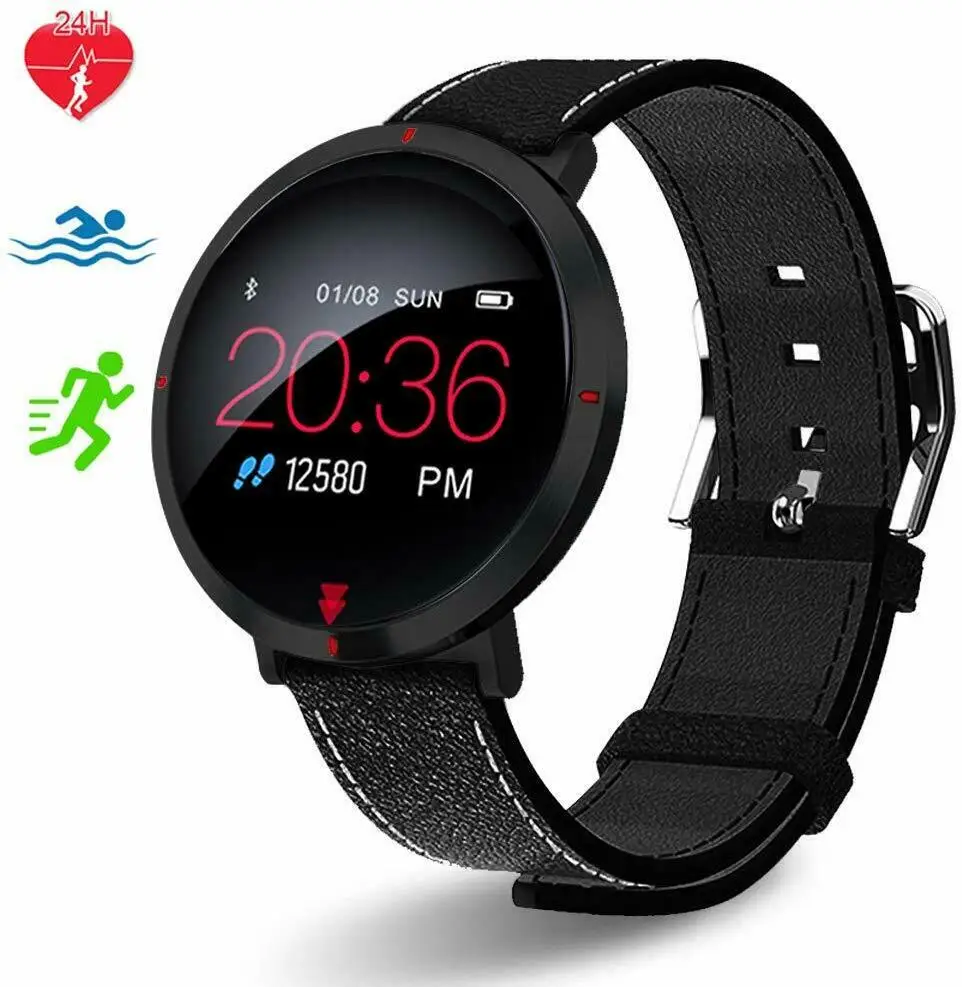 

Фитнес-трекер TOP SMART WATCH кожаный ремешок