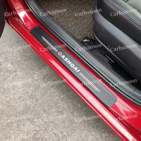 for nissan qashqai 2021 j11 j10 accessories auto door sill pedal trim carbon fibre texture leather car protector sticker styling
