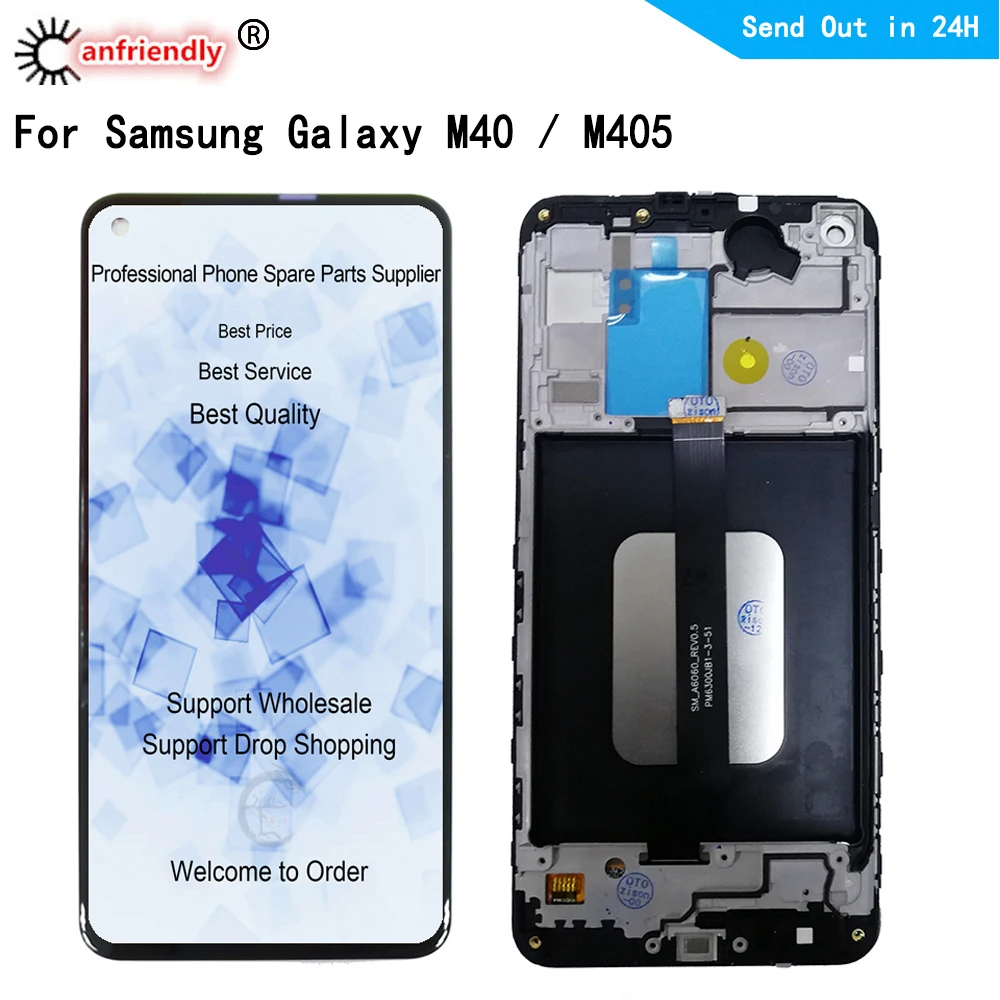 

6.3" IPS LCD For Samsung Galaxy M40 SM-M405FN M405G M405F M405 LCD Display Screen Touch Panel Digitizer With Frame Assembly